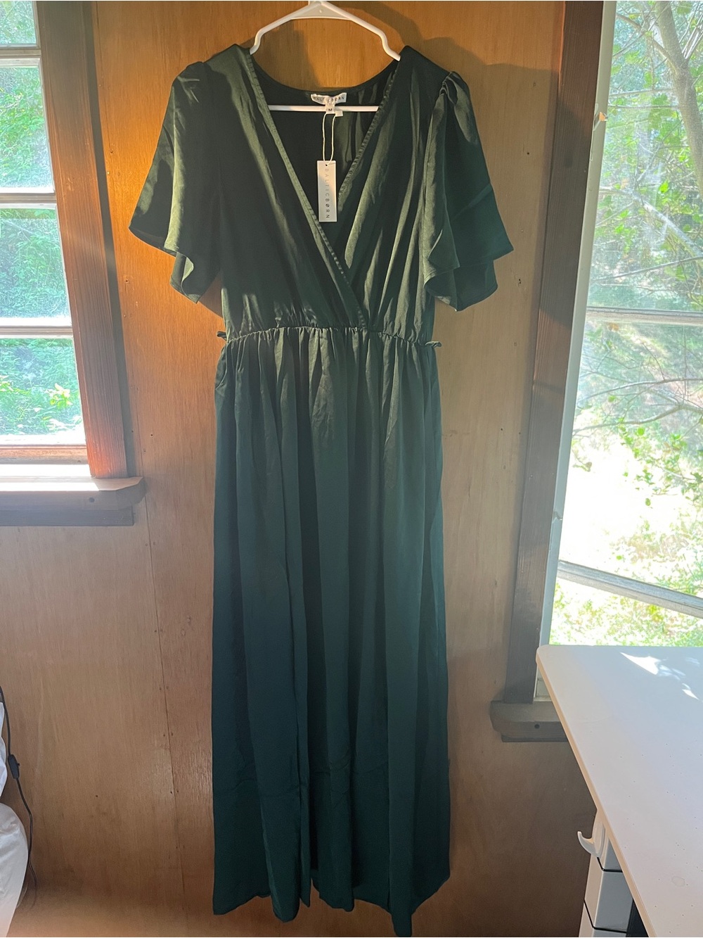 NWT Baltic Born Sicily Satin Maxi Dress Emerald Green Size Medium